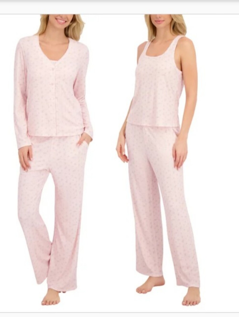 Live2Lounge Women's 3-Piece Picot Lounge Pajama Set